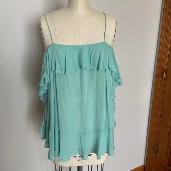 Intimately Free People Teal Ruffle Top - Picture 2 of 5